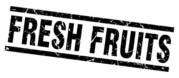 Μαύρο τετράγωνο grunge σφραγίδα φρέσκα φρούτα — Διανυσματικό Αρχείο