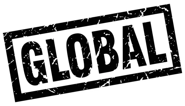 Cuadrado grunge negro sello global — Archivo Imágenes Vectoriales