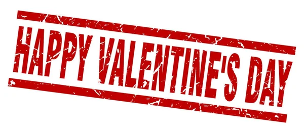 Quadrata grunge rosso felice San Valentino timbro — Vettoriale Stock