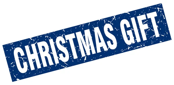 Grunge cuadrado azul sello de regalo de Navidad — Vector de stock