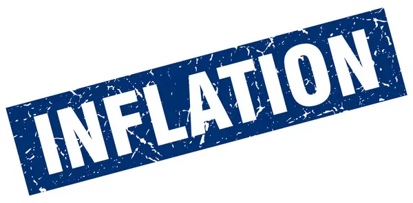 Grunge cuadrado sello de inflación azul — Archivo Imágenes Vectoriales