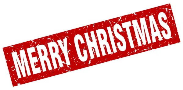 赤い正方形のグランジ メリー クリスマス スタンプ — ストックベクタ