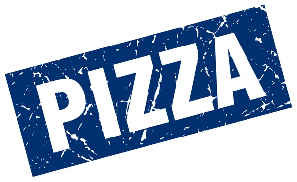 Квадратная гранжевая голубая марка пиццы — стоковый вектор