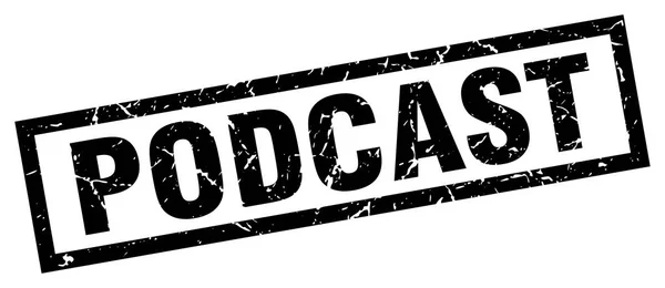 Fyrkantig grunge svart podcast stämpel — Stock vektor