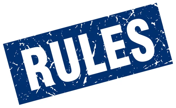 Quadrata grunge blu regole timbro — Vettoriale Stock