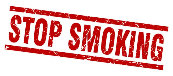 Vierkante grunge rode stop roken stempel — Stockvector