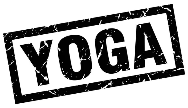 Firkantet grunge sort yoga stempel – Stock-vektor