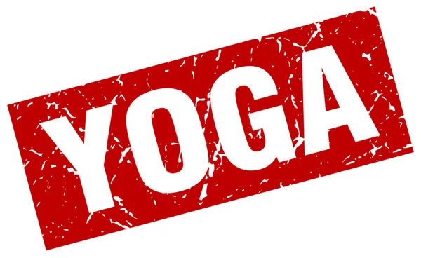 Firkantet grunge rød yoga stempel – Stock-vektor