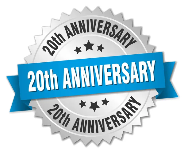 20η επέτειος γύρο απομονωμένες ασημένια κονκάρδα — Διανυσματικό Αρχείο