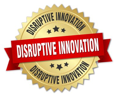 disruptive innovation round isolated gold badge clipart