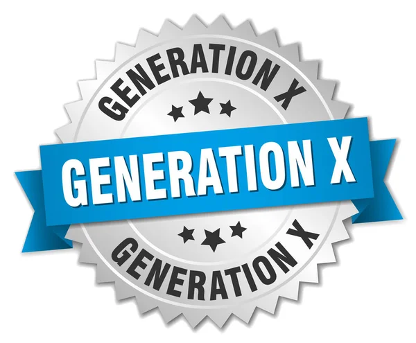 Generation x kerek elszigetelt ezüst jelvény — Stock Vector