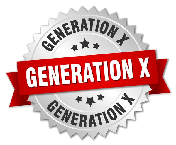 Generation x round isolated silver badge — Stock Vector