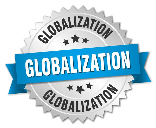 Globalisering ronde geïsoleerde zilveren badge — Stockvector