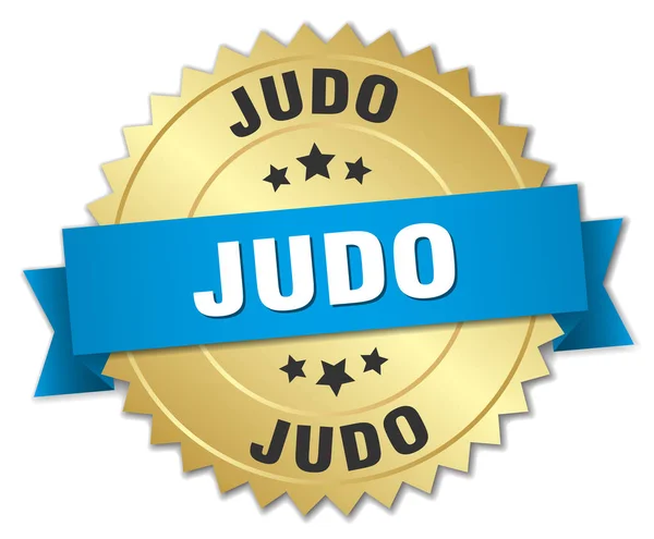 Judo yuvarlak izole altın rozet — Stok Vektör