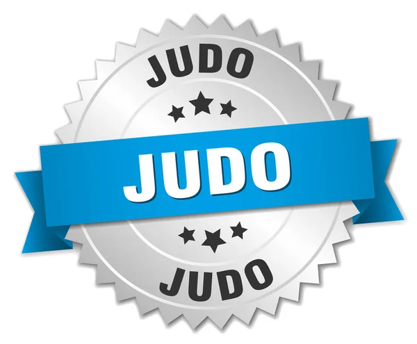 Judo yuvarlak izole gümüş rozet — Stok Vektör