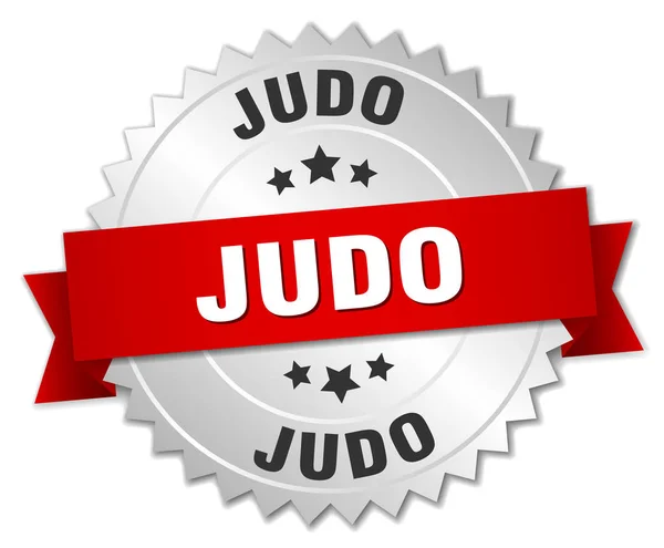 Judo yuvarlak izole gümüş rozet — Stok Vektör