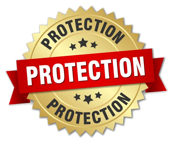 Proteção redonda distintivo de ouro isolado — Vetor de Stock