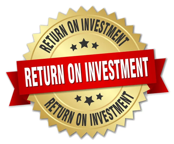 Návratnost investic kolem izolovaných zlatý odznak — Stockový vektor