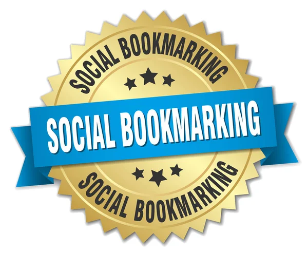 Social bookmarking round isolated gold badge — Stock Vector