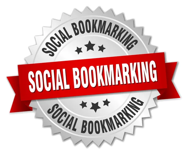 Social Bookmarking rund isoliert silbernes Abzeichen — Stockvektor