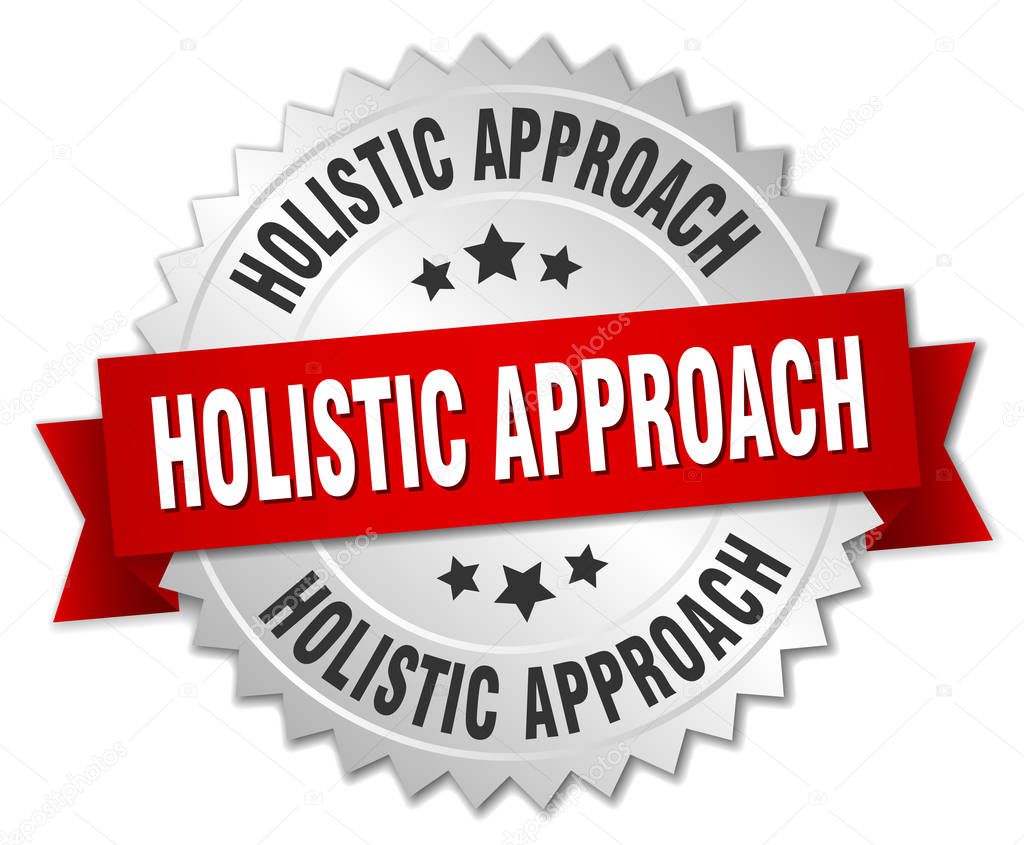 holistic approach round isolated silver badge