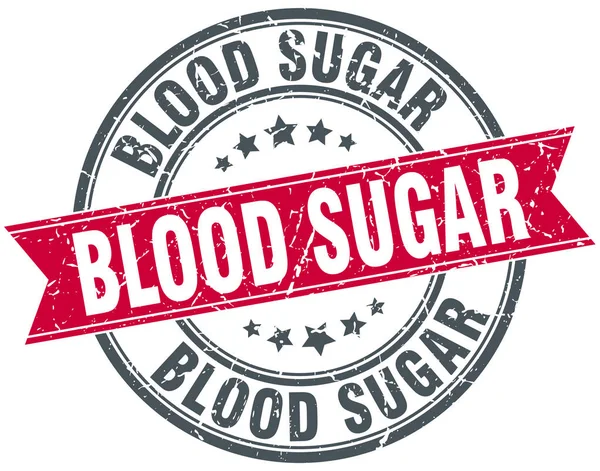 Sello de cinta grunge redonda de azúcar en sangre — Vector de stock