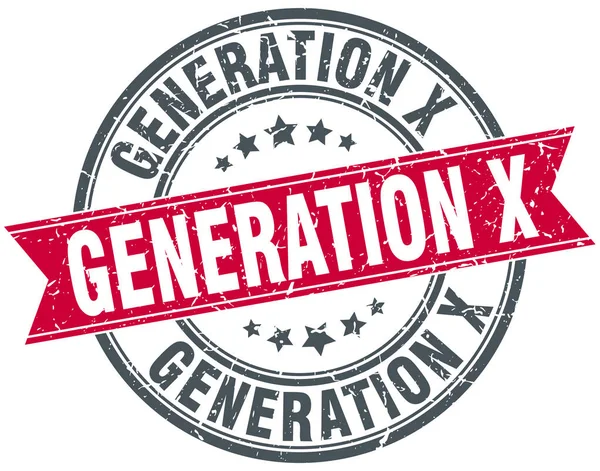 ラウンド グランジ リボン スタンプ x 世代 — ストックベクタ