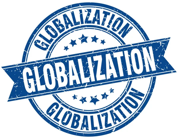 Globalisering ronde grunge lint stempel — Stockvector