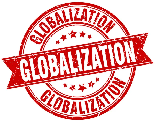 Globalização redonda grunge fita selo —  Vetores de Stock