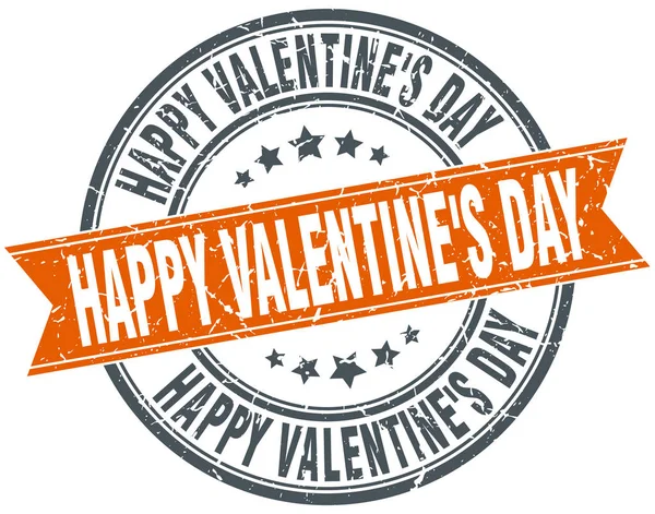 Happy Valentine's day round grunge ribbon stamp — Stock Vector