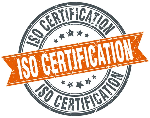 Iso certificación ronda grunge cinta sello — Vector de stock