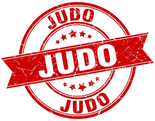 Judo yuvarlak grunge şerit damgası — Stok Vektör