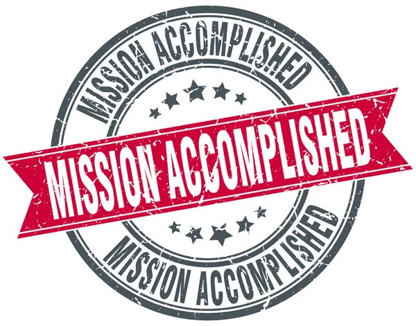 Mission accomplished round grunge ribbon stamp — Stock Vector