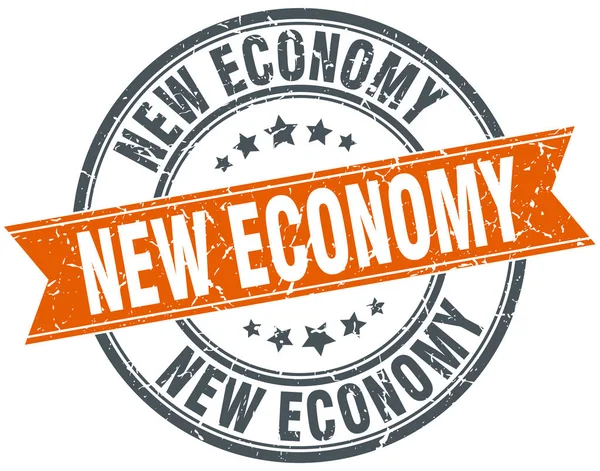 新しい経済ラウンド グランジ リボン スタンプ — ストックベクタ