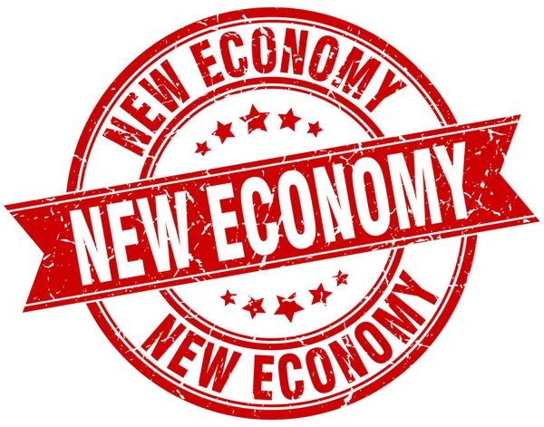 新しい経済ラウンド グランジ リボン スタンプ — ストックベクタ