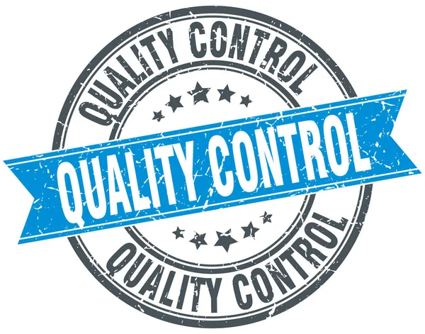 Selo de fita de grunge redondo de controle de qualidade — Vetor de Stock