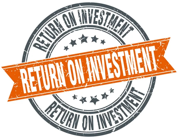 Return on investment round grunge ribbon stamp — Stock Vector