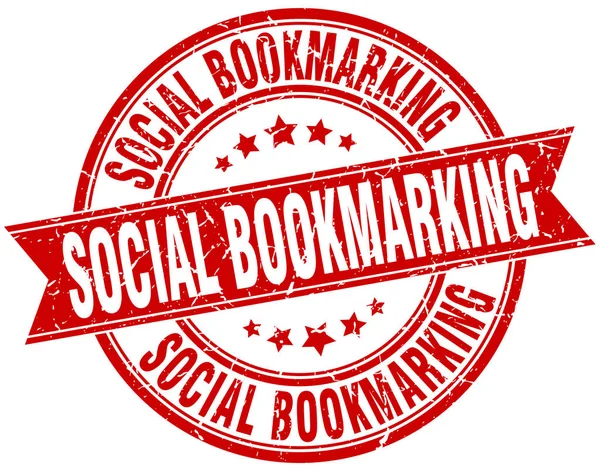 Sociale bookmarking ronde grunge lint stempel — Stockvector