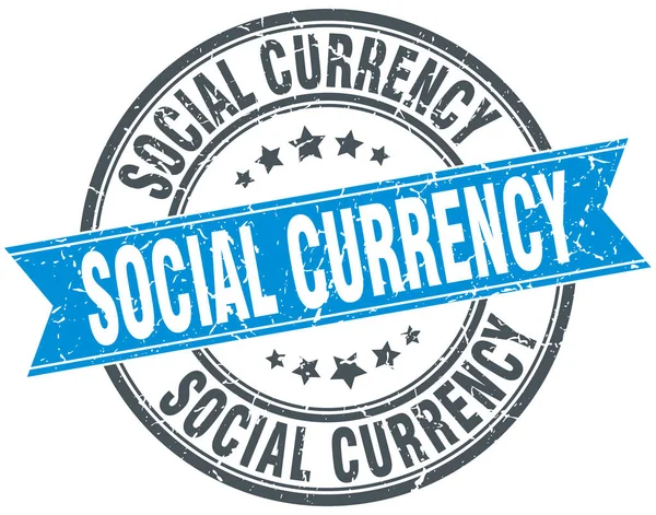 Soziale Währung Round Grunge Ribbon Stempel — Stockvektor