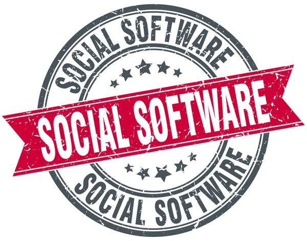 Software social ronda grunge cinta sello — Vector de stock