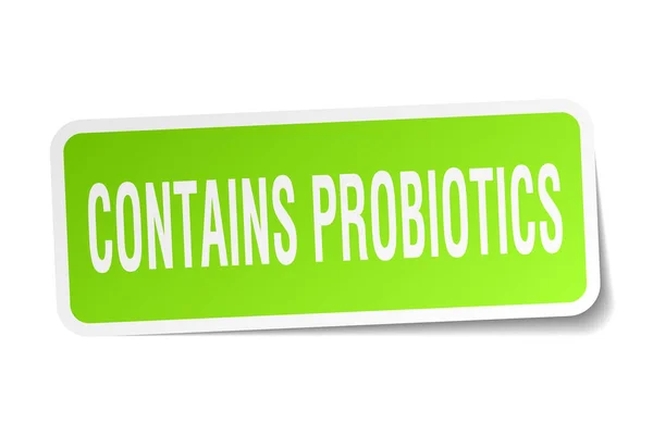 Contains probiotics square sticker on white — Stock Vector