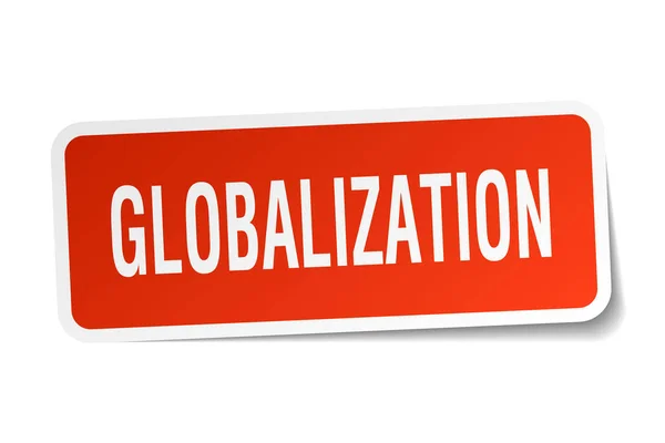 Küreselleşme kare beyaz etikette — Stok Vektör