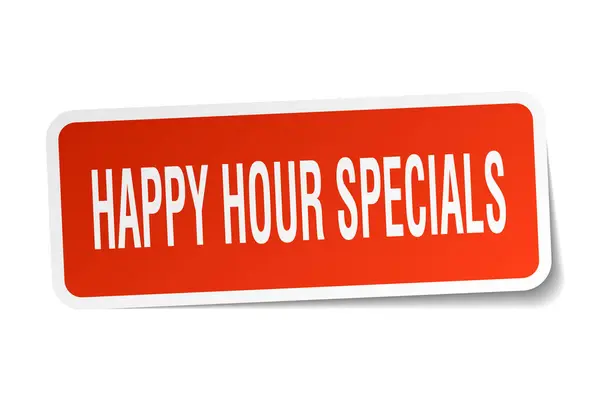 Happy Hour Specials quadratischer Aufkleber auf weiß — Stockvektor