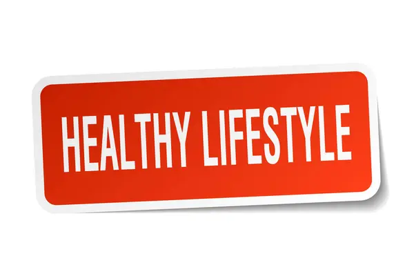 Healthy lifestyle square sticker on white — Stock Vector