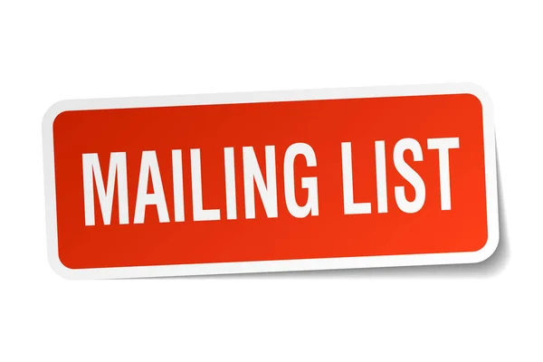 Mailing list adesivo quadrato su bianco — Vettoriale Stock