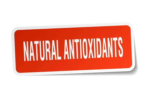 Naturliga antioxidanter fyrkantig klistermärke på vit — Stock vektor