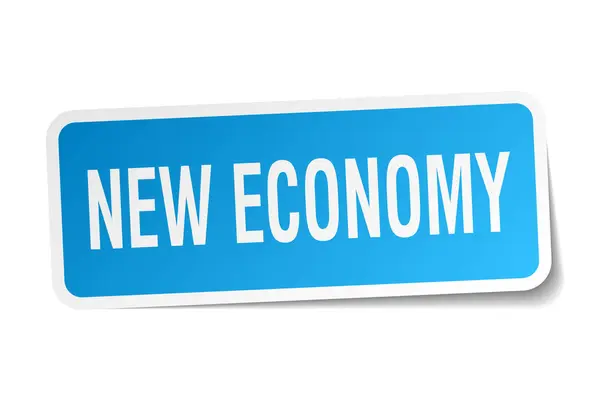 Etiqueta engomada cuadrada nueva economía en blanco — Archivo Imágenes Vectoriales