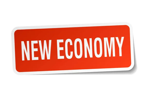 Etiqueta engomada cuadrada nueva economía en blanco — Archivo Imágenes Vectoriales