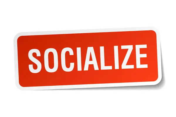 Socializar pegatina cuadrada en blanco — Vector de stock