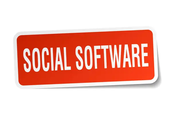 Software social adesivo quadrado no branco —  Vetores de Stock